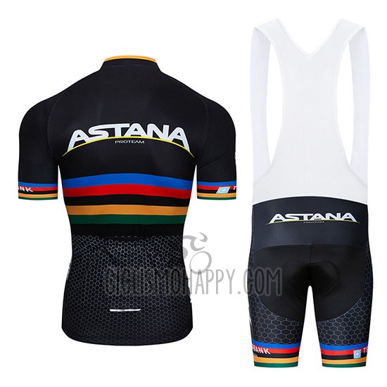 UCI Mondo Campione Movistar Cycling Jersey Bib Short 2019 Men Short Sleeve Black White
